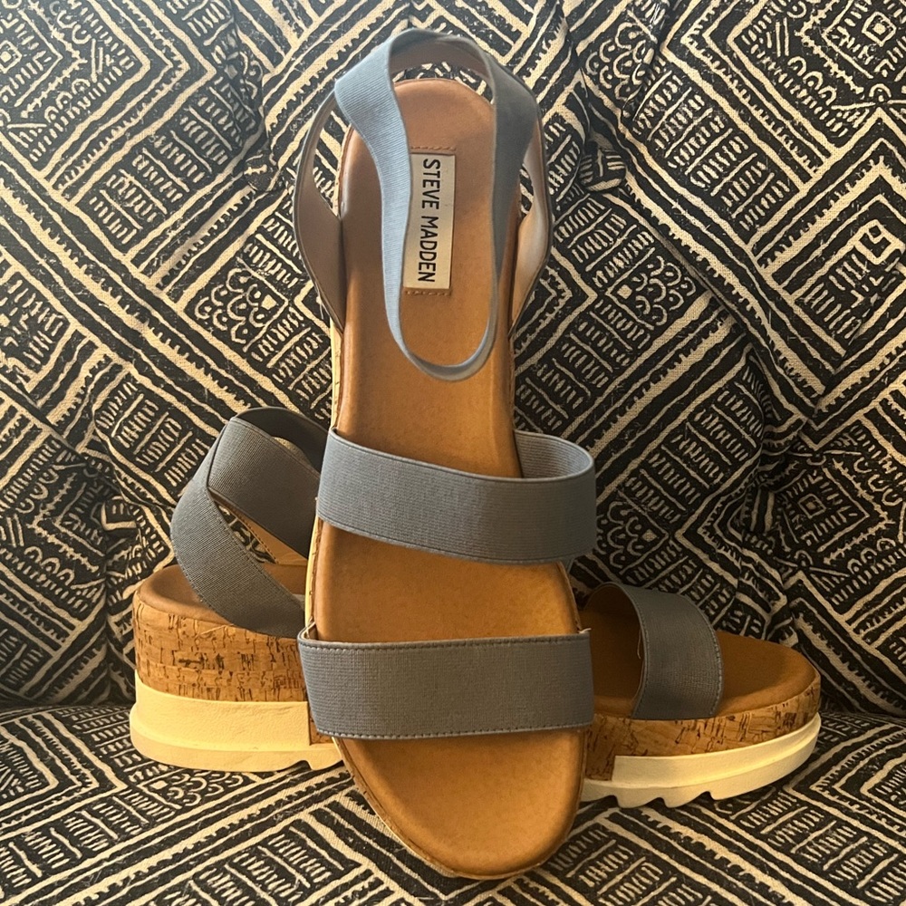 Steve Madden Bandi Elastic Cork Flatform Sandals